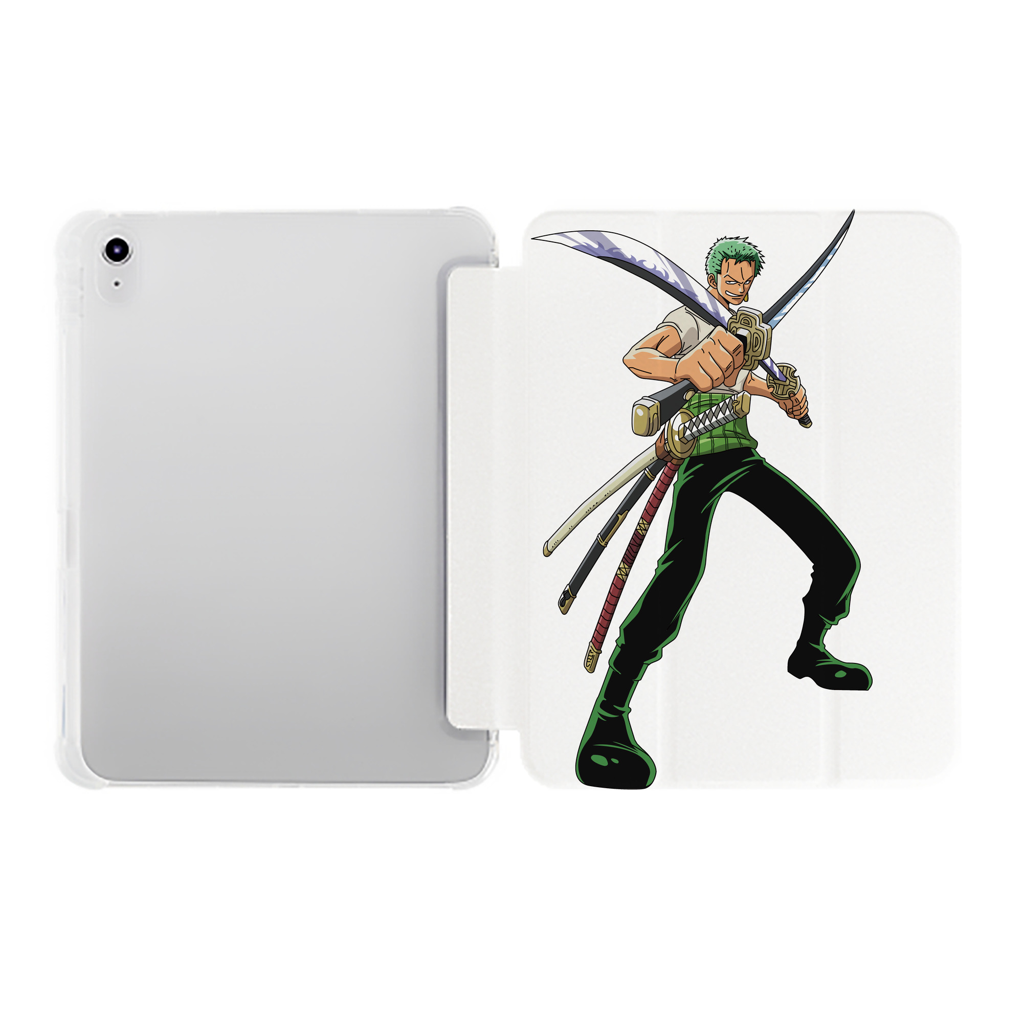 （画像用） ワンピース ロロノア・ゾロ ONE PIECE Roronoa Zoro IPad ケース ペン収納付き 三つ折りスタンド PUレザー×シリコン 対応機種9.5/10.5/10.9インチ
